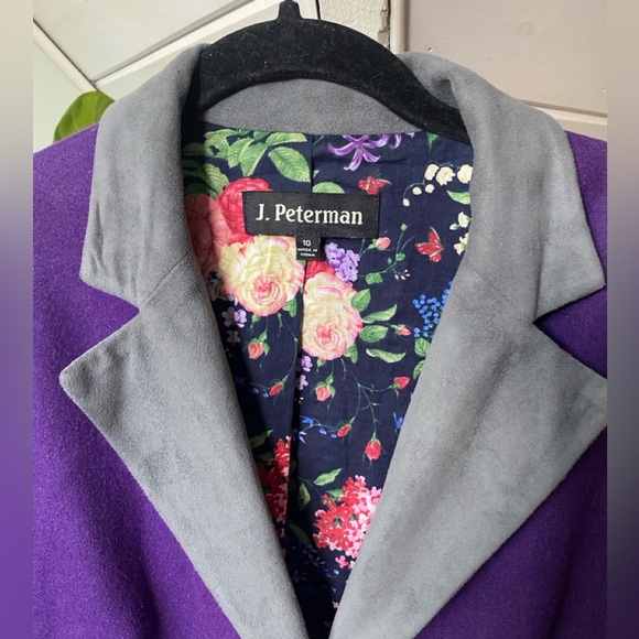 J. Peterman Company Wool Blend Blazer with Colorblock and Printed Lining Size 10 - Picture 2 of 12